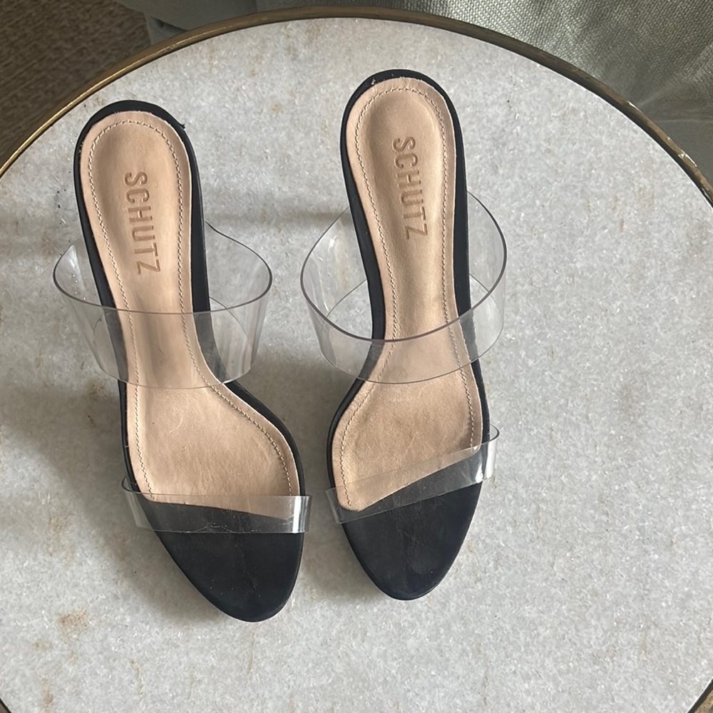SCHUTZ Black and White Heels with Minimalist Design